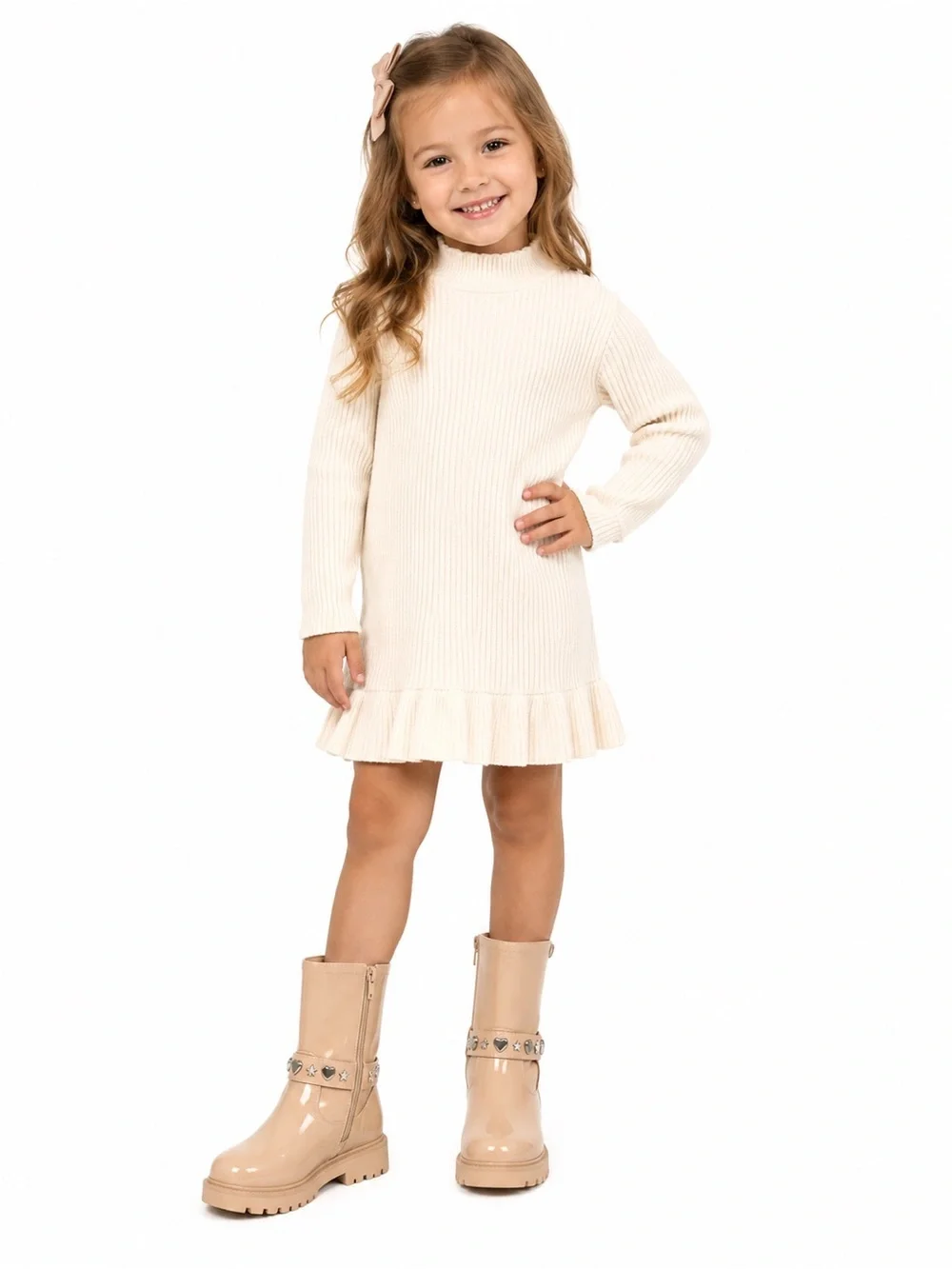 NIB Olivia Miller Little & Big Kid Girls Harness Lug Chelsea Boots in blush